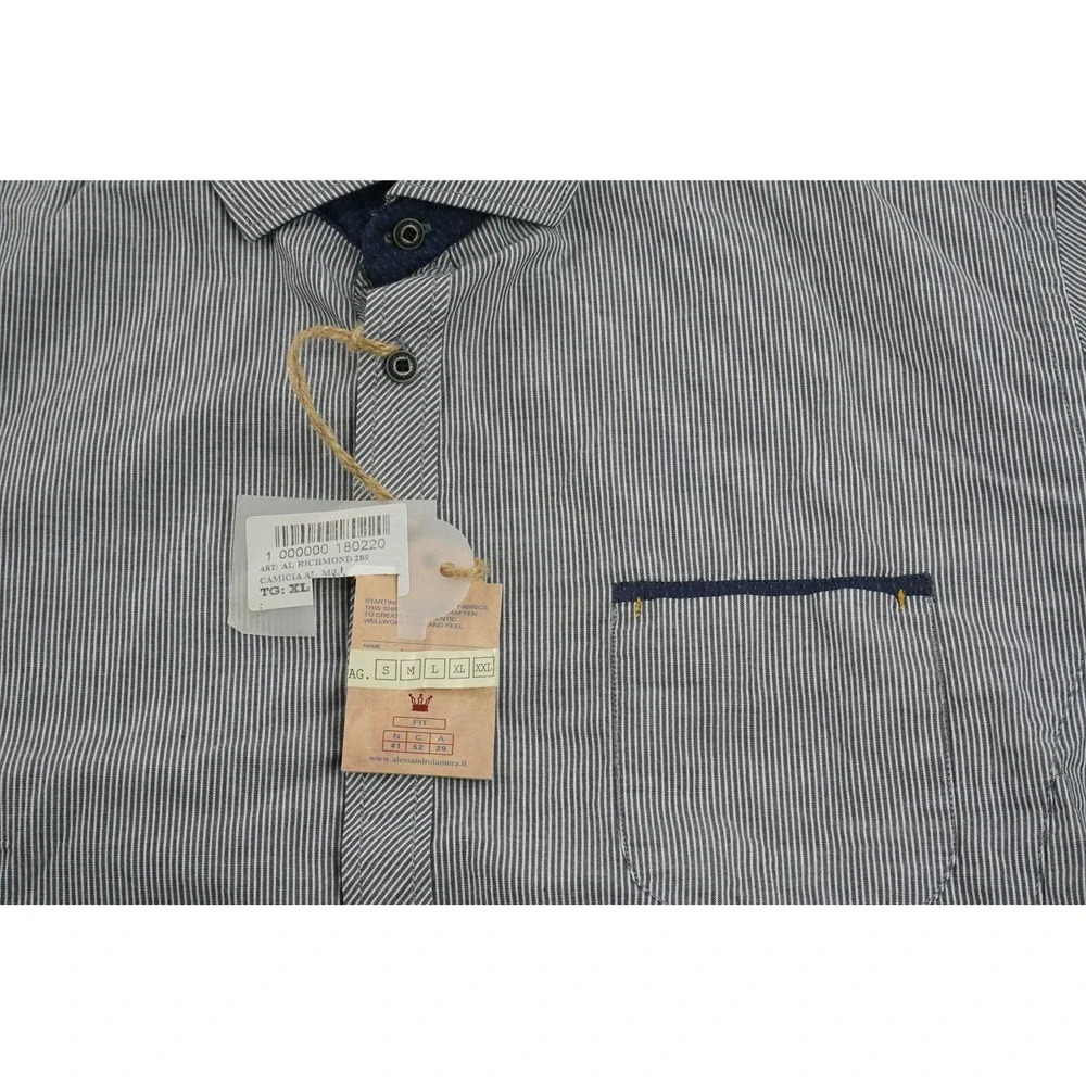 New Alessandro Lamura Men's XL Long Sleeve Oxford Cotton Striped Button Up Shirt